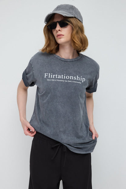 Bedrucktes Basic-T-Shirt