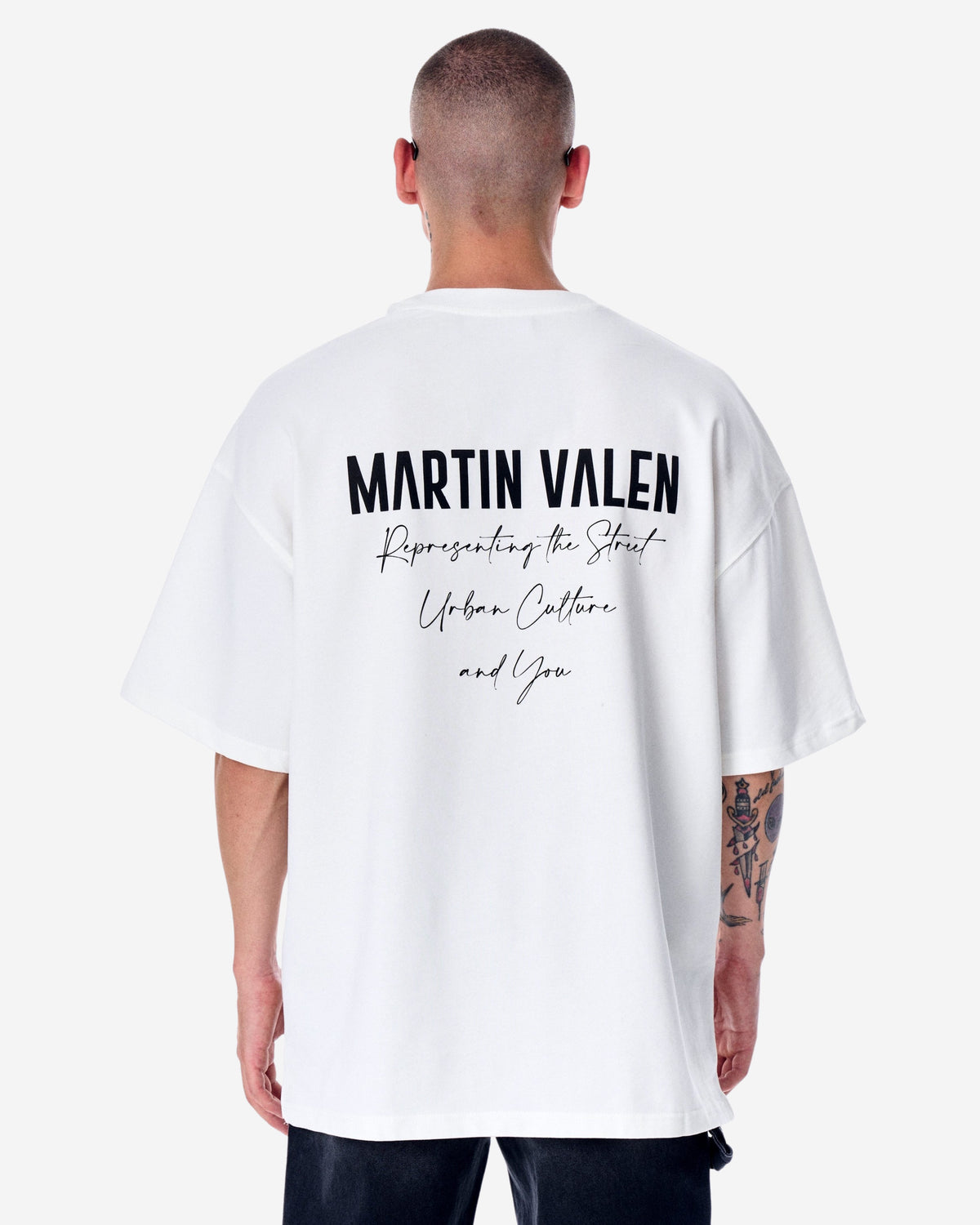 Designer Weiß Bedrucktes T-Shirt - Groß