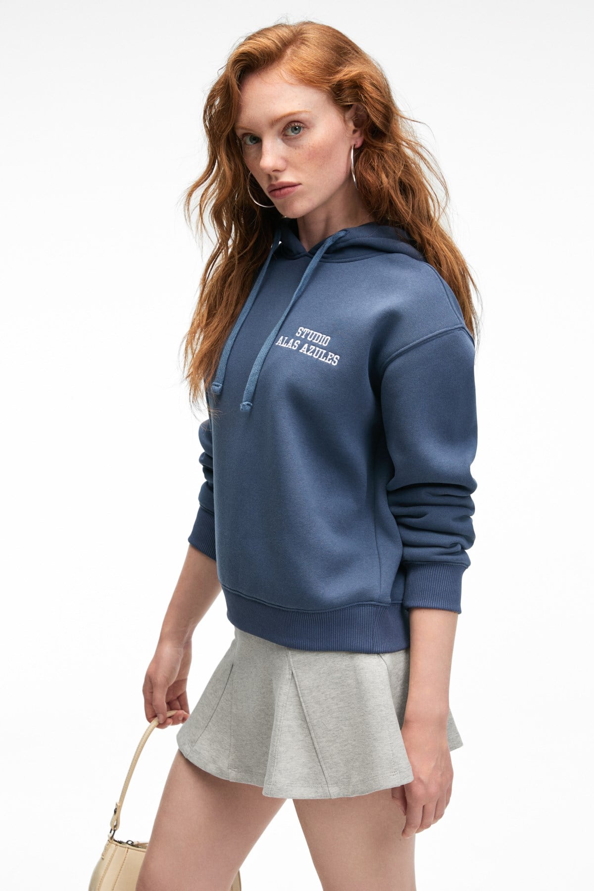 ETHIQUET SLOPANE Kapuzen-Sweatshirt Bedruckt Marineblau