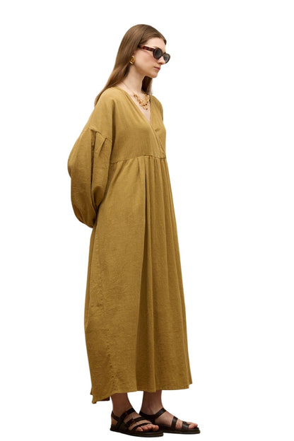 Smaragd Baumwoll Wickelkleid