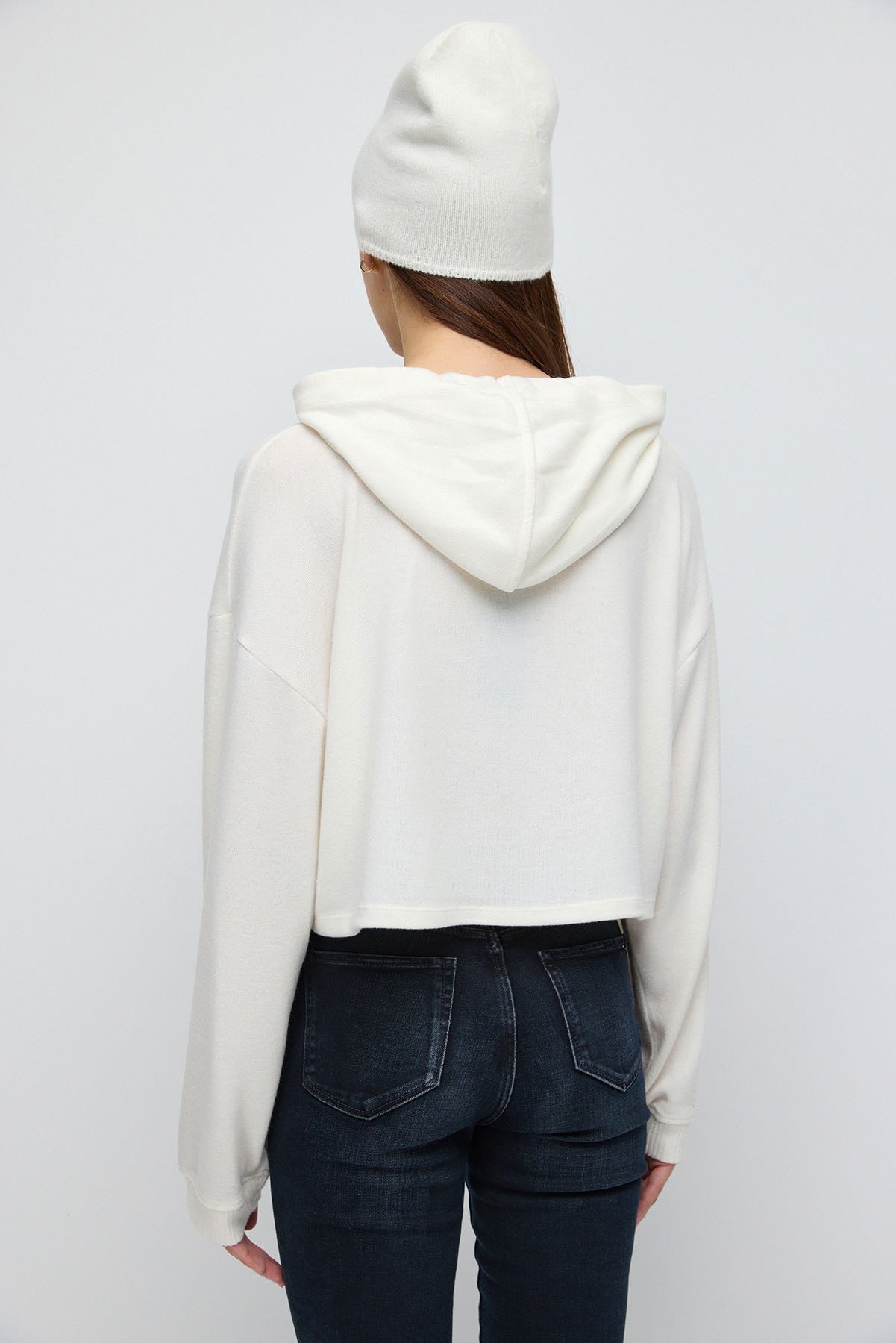 Kapuzen-Crop-Top aus weichem Strickmaterial