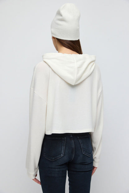 Kapuzen-Crop-Top aus weichem Strickmaterial
