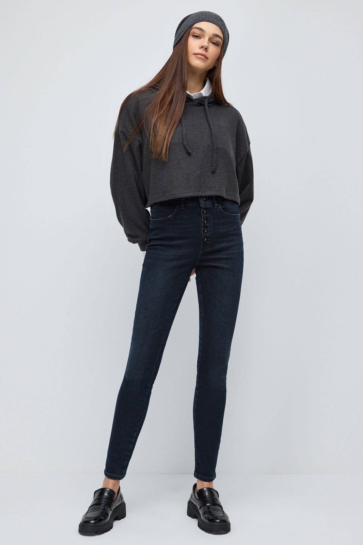 Kapuzen-Crop-Sweatshirt