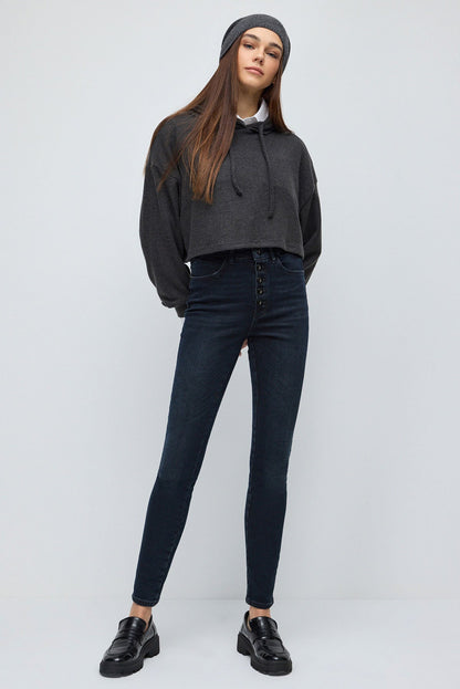 Kapuzen-Crop-Sweatshirt
