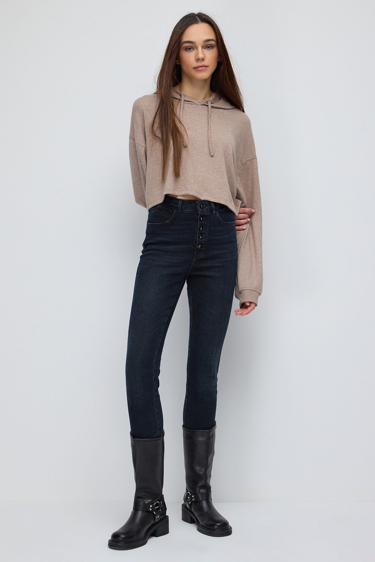 Kapuzen-Crop-Sweatshirt