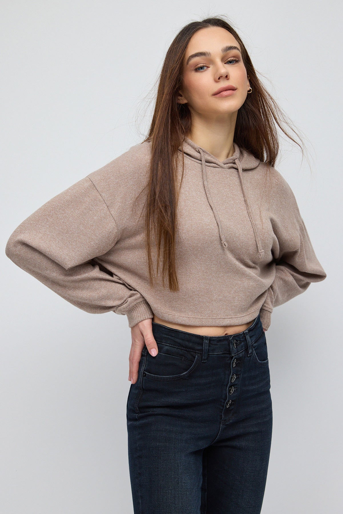 Kapuzen-Crop-Sweatshirt