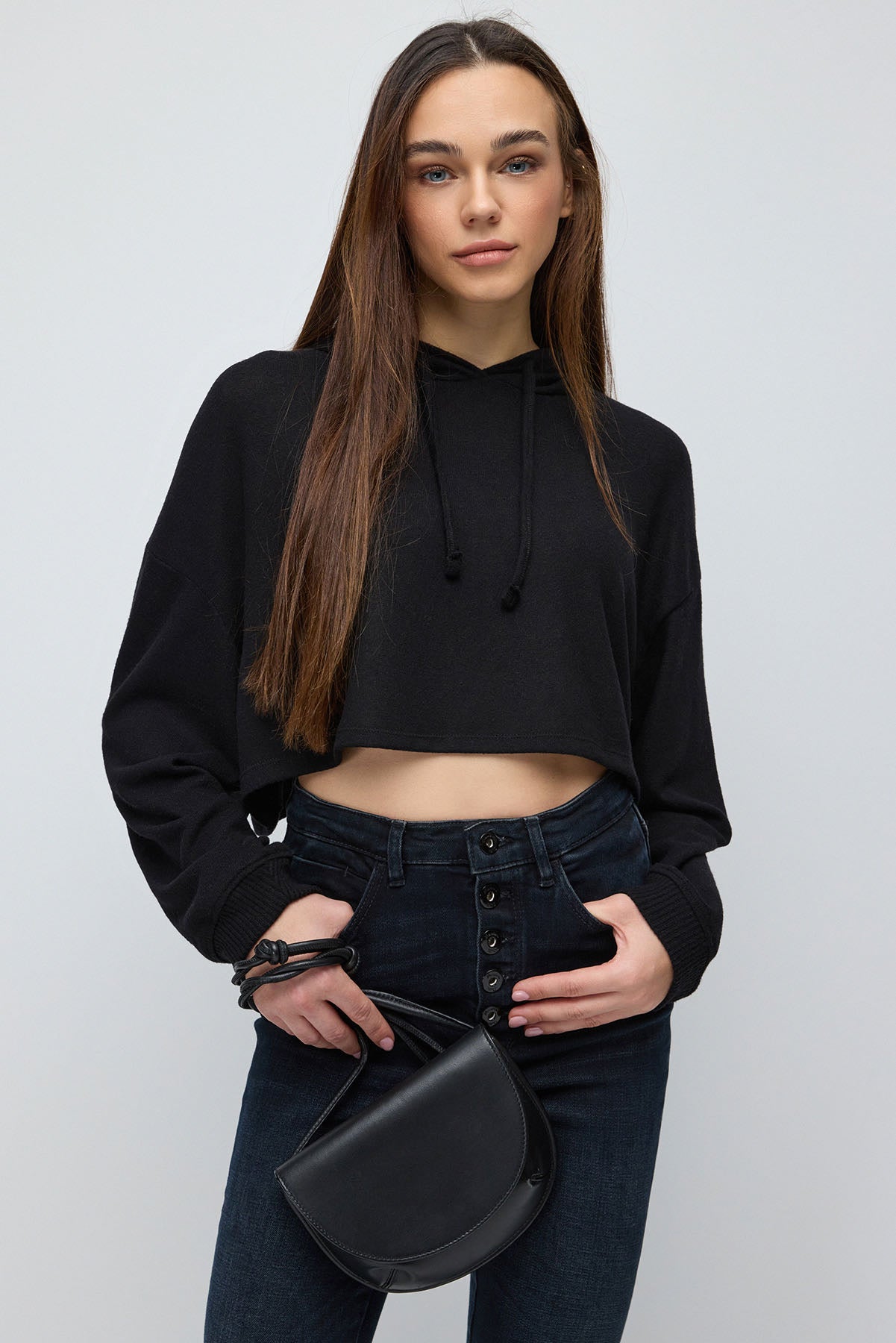 Kapuzen-Crop-Sweatshirt
