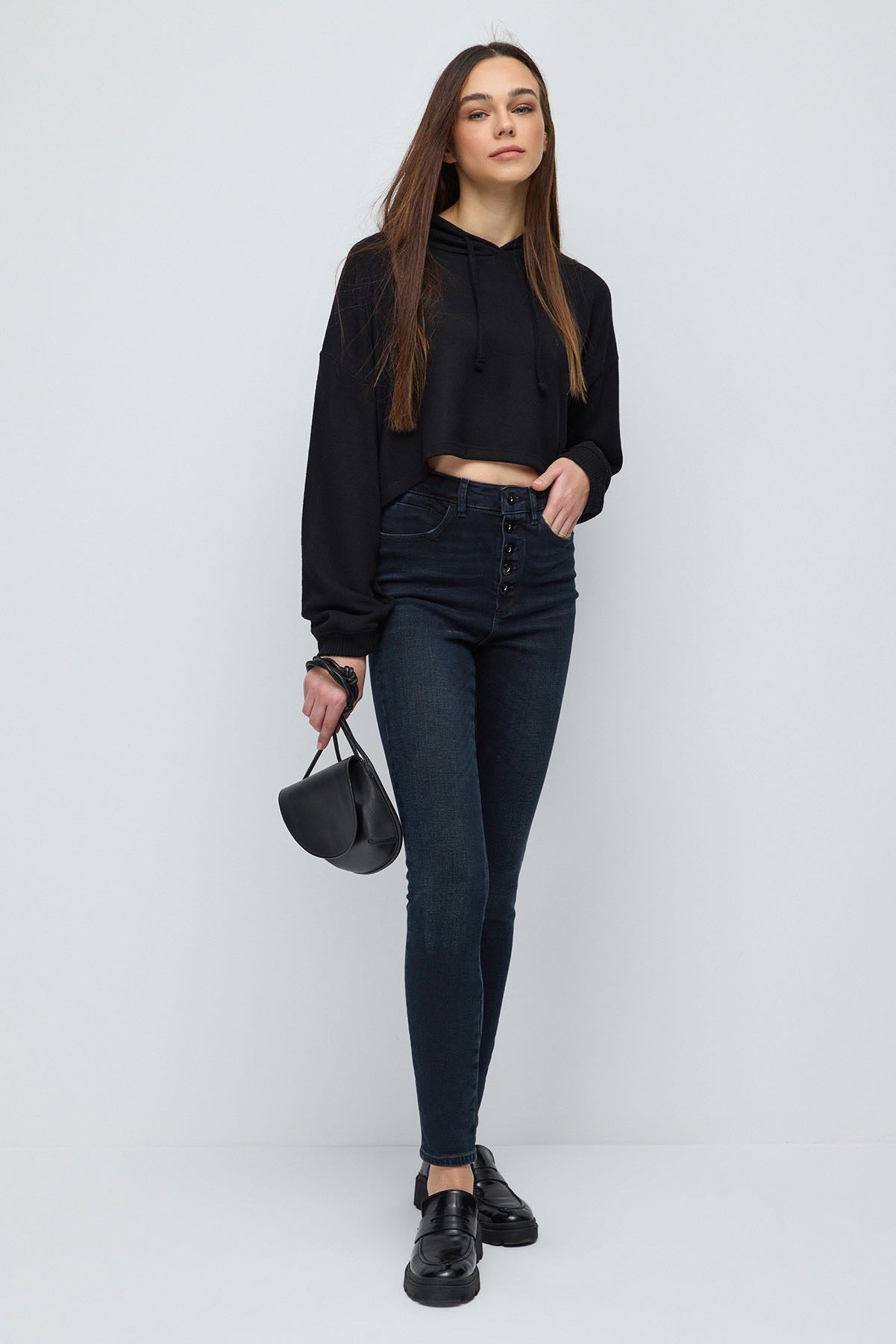 Kapuzen-Crop-Sweatshirt