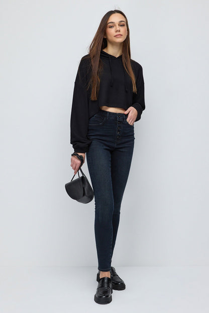 Kapuzen-Crop-Sweatshirt