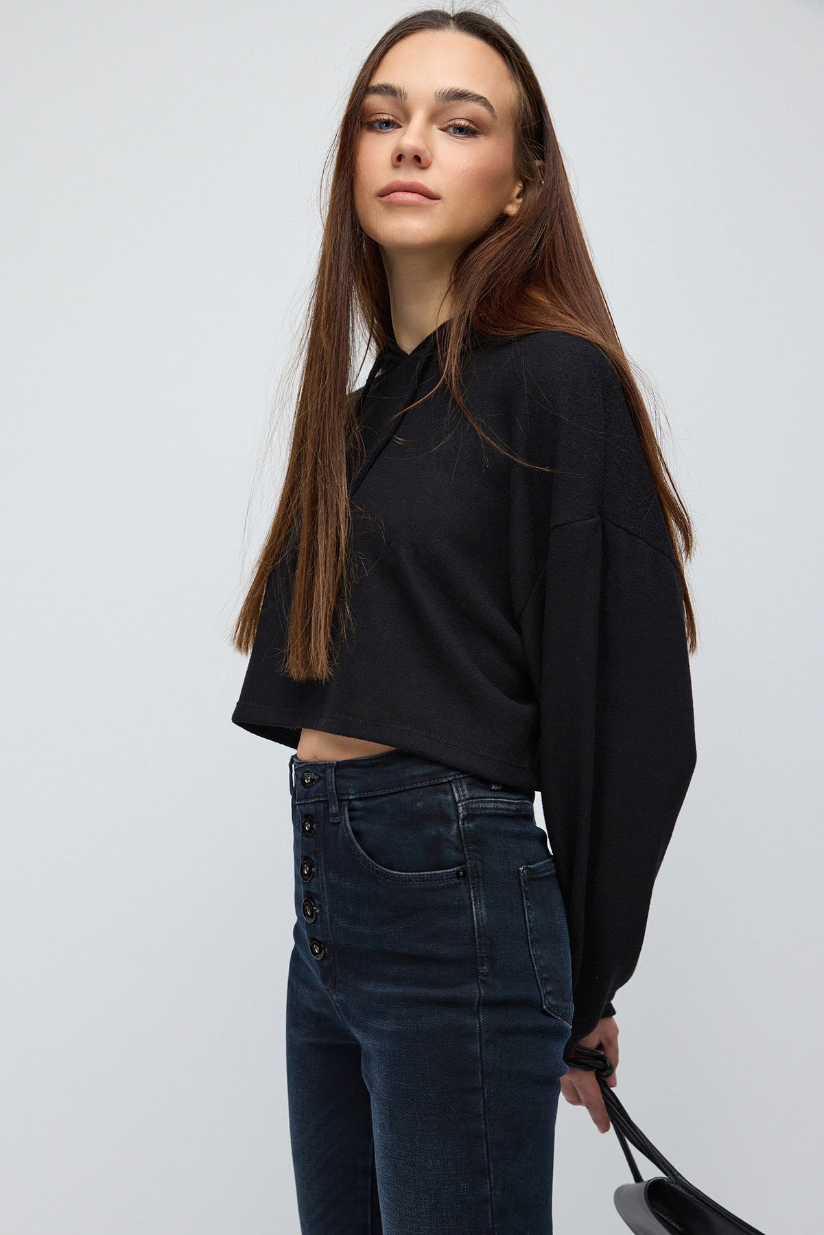 Kapuzen-Crop-Sweatshirt