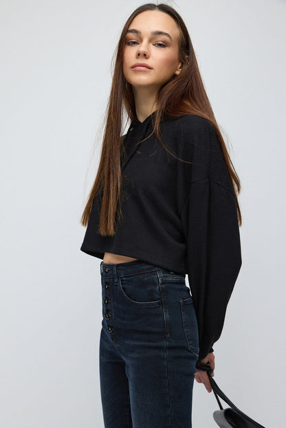 Kapuzen-Crop-Sweatshirt