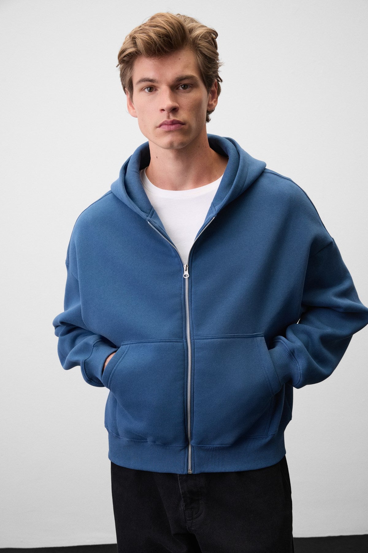 GRIMELANGE SONGULO Herren Sweatshirt mit Reißverschluss Blau