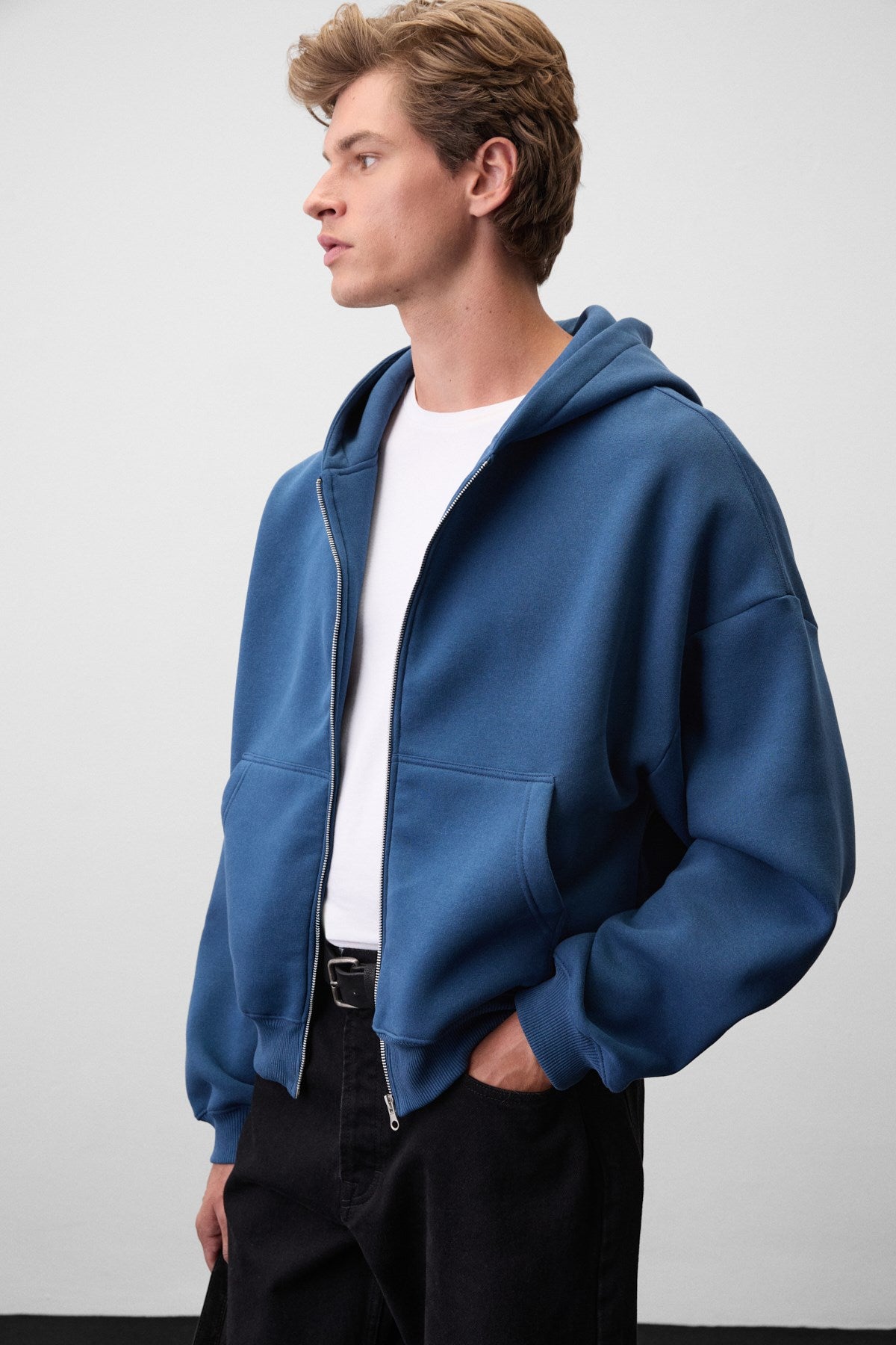 GRIMELANGE SONGULO Herren Sweatshirt mit Reißverschluss Blau