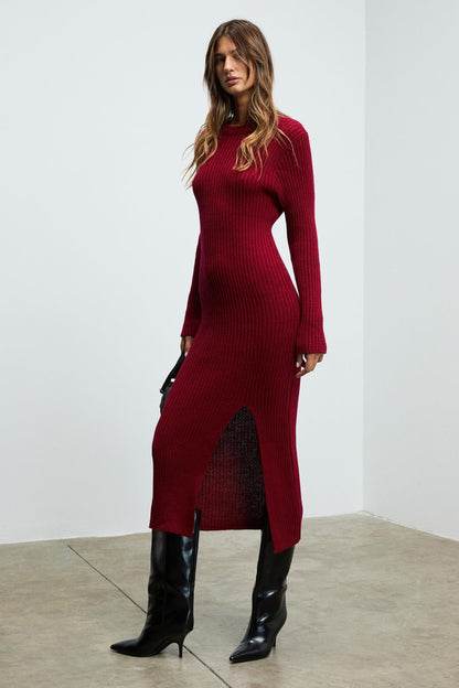 SOREYA Damen Gestreiftes Schlankes Strickkleid