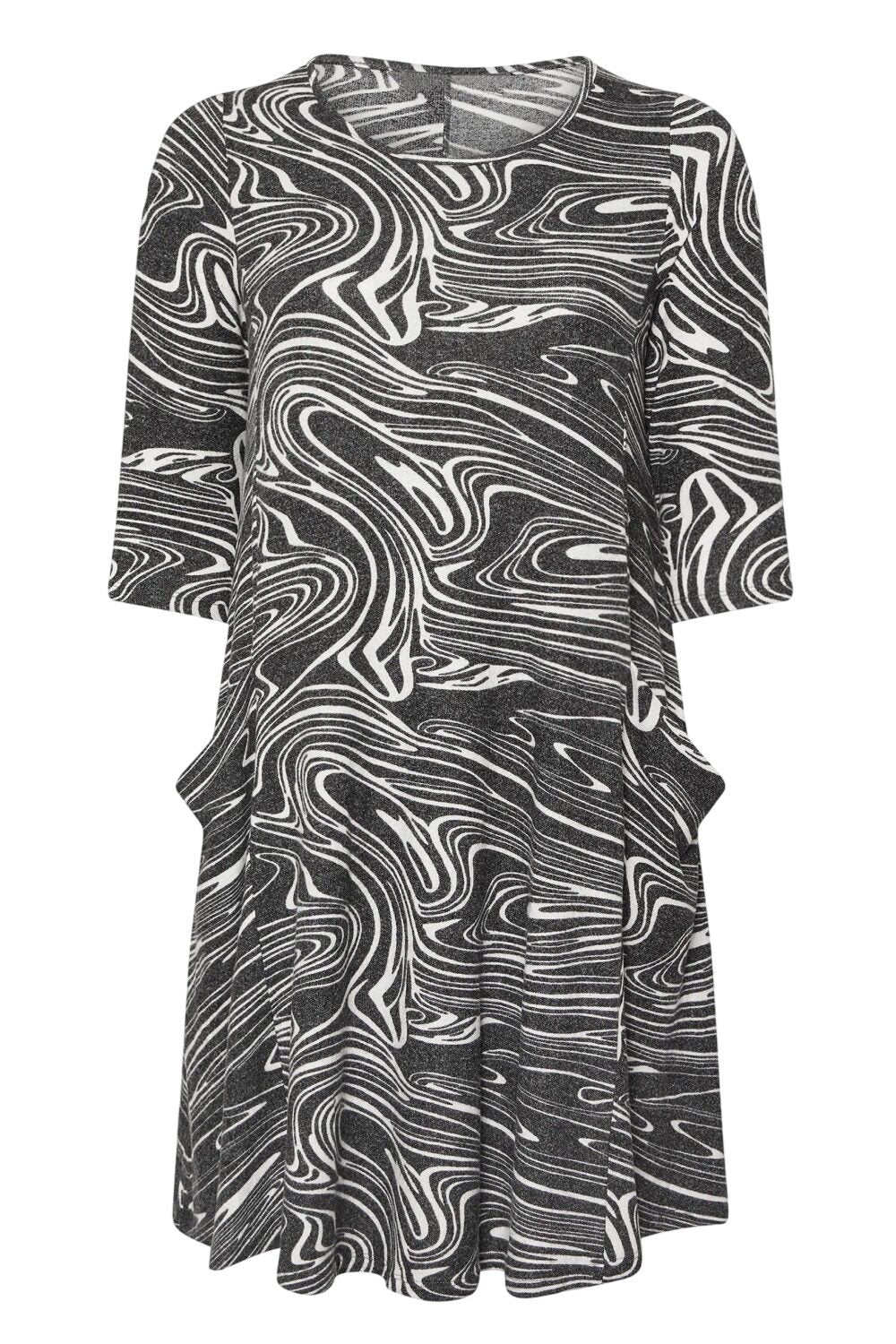 Bedrucktes Midi-Kleid mit 3/4-Ärmeln