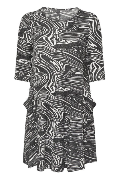 Bedrucktes Midi-Kleid mit 3/4-Ärmeln