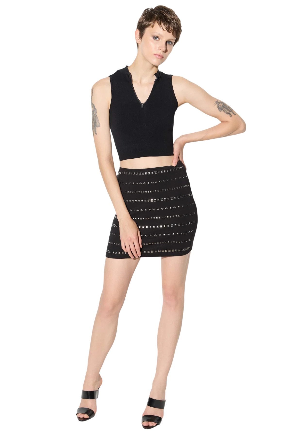 Crop-Top mit Reißverschlusskragen