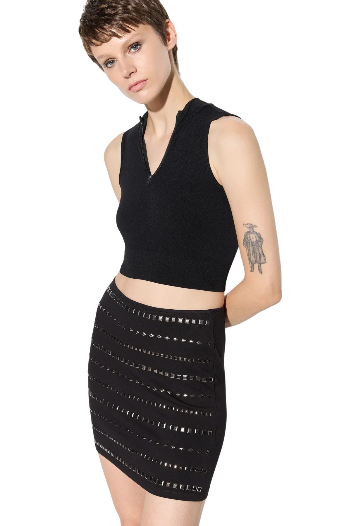 Crop-Top mit Reißverschlusskragen