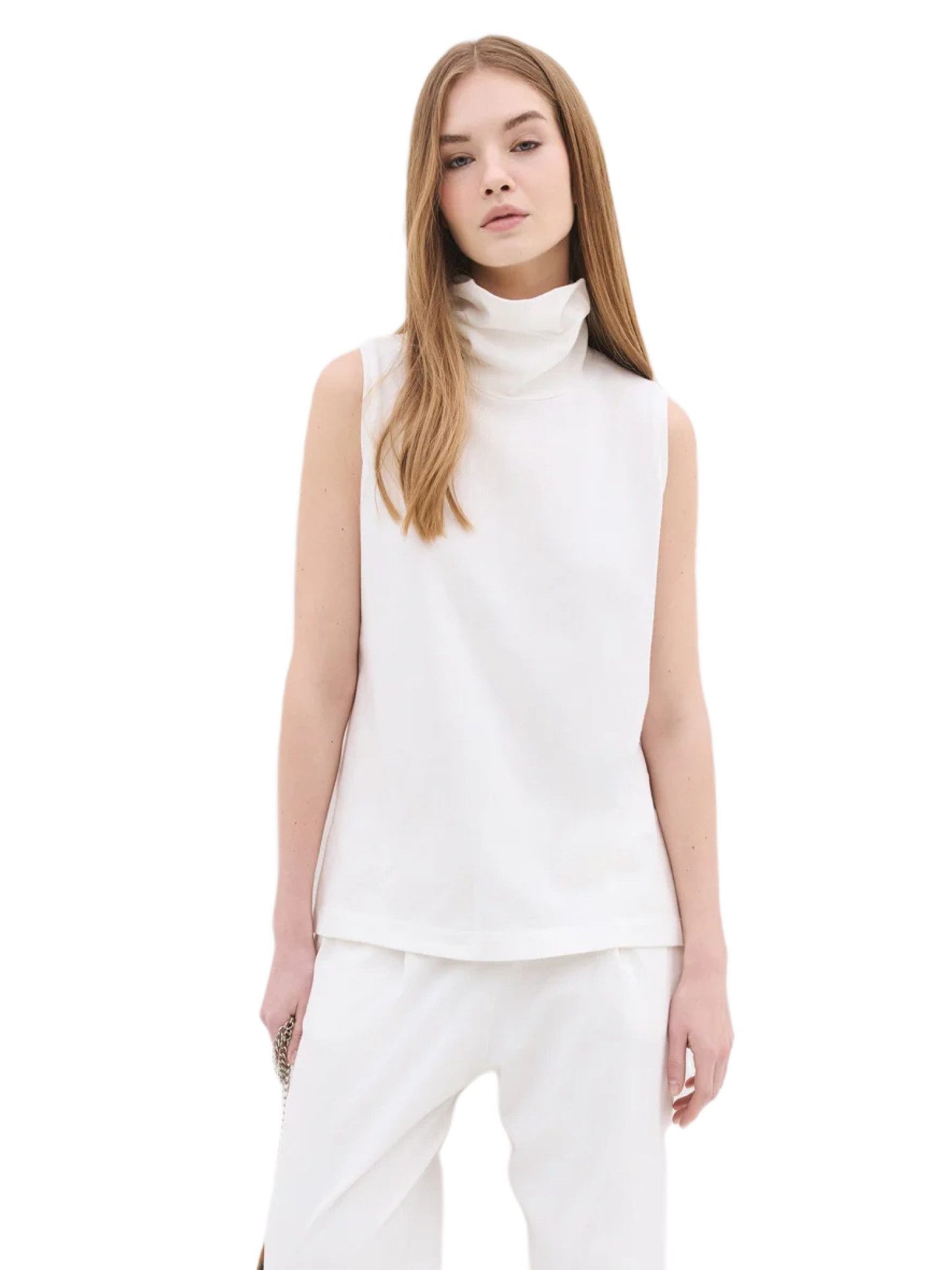 Ärmellose Bluse mit Rollkragen