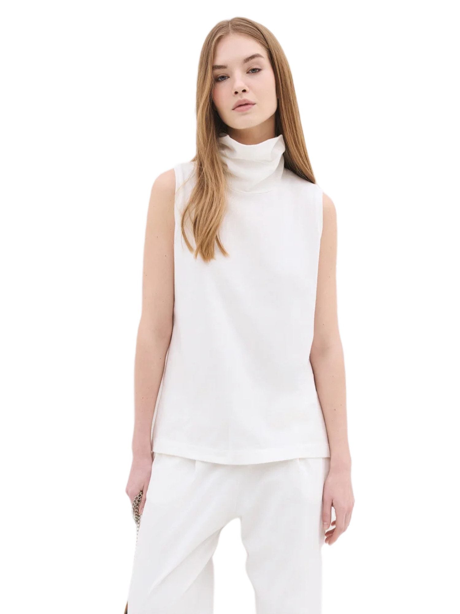 Ärmellose Bluse mit Rollkragen
