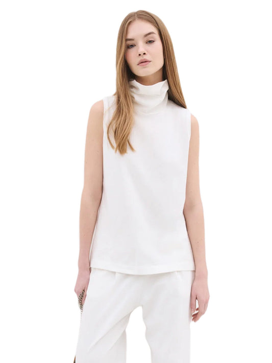 Ärmellose Bluse mit Rollkragen