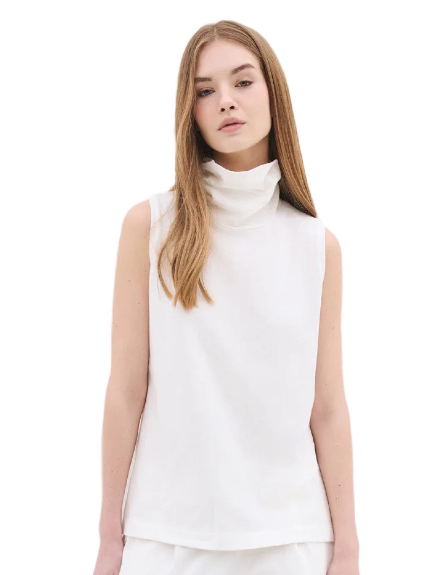 Ärmellose Bluse mit Rollkragen