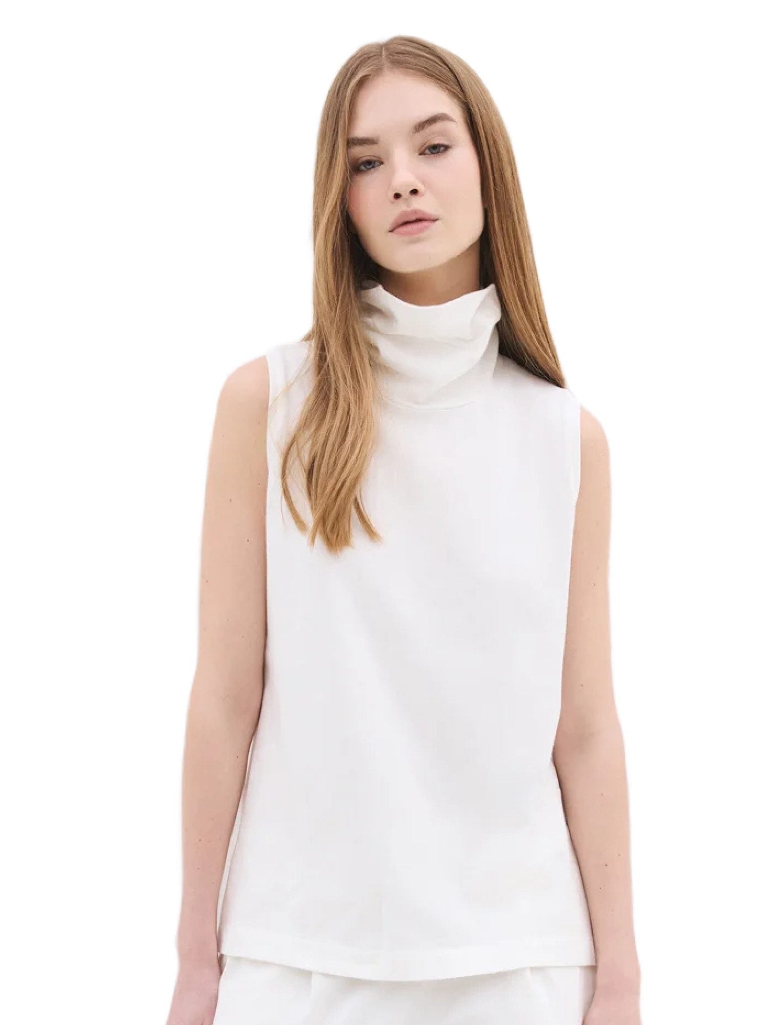 Ärmellose Bluse mit Rollkragen