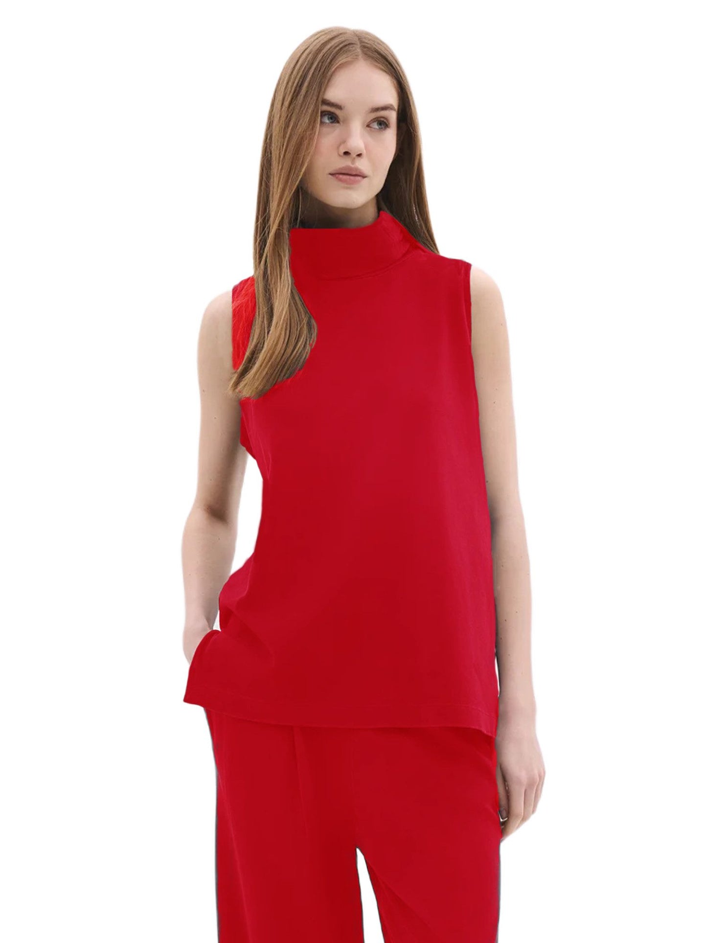 Ärmellose Bluse mit Rollkragen