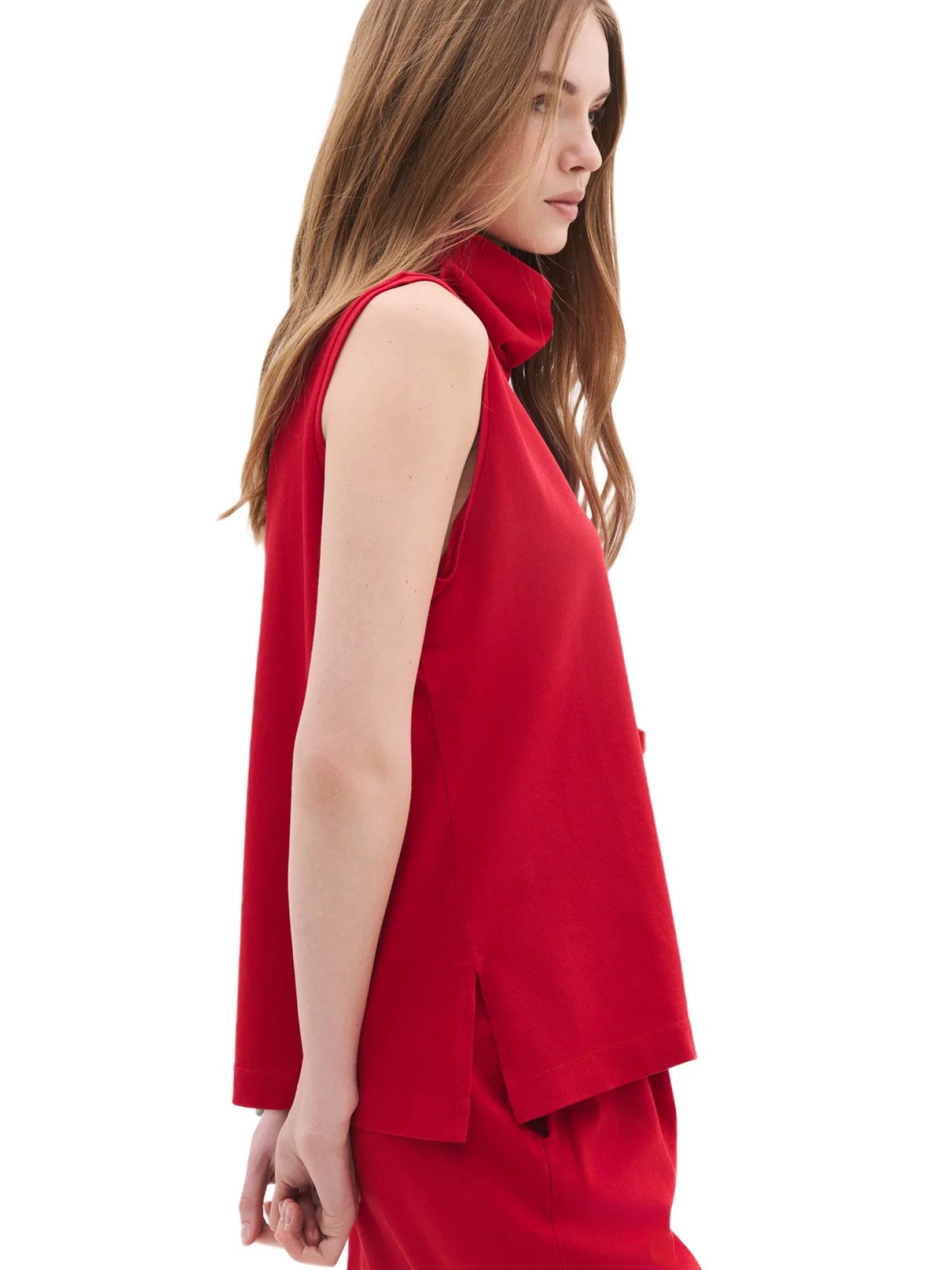 Ärmellose Bluse mit Rollkragen