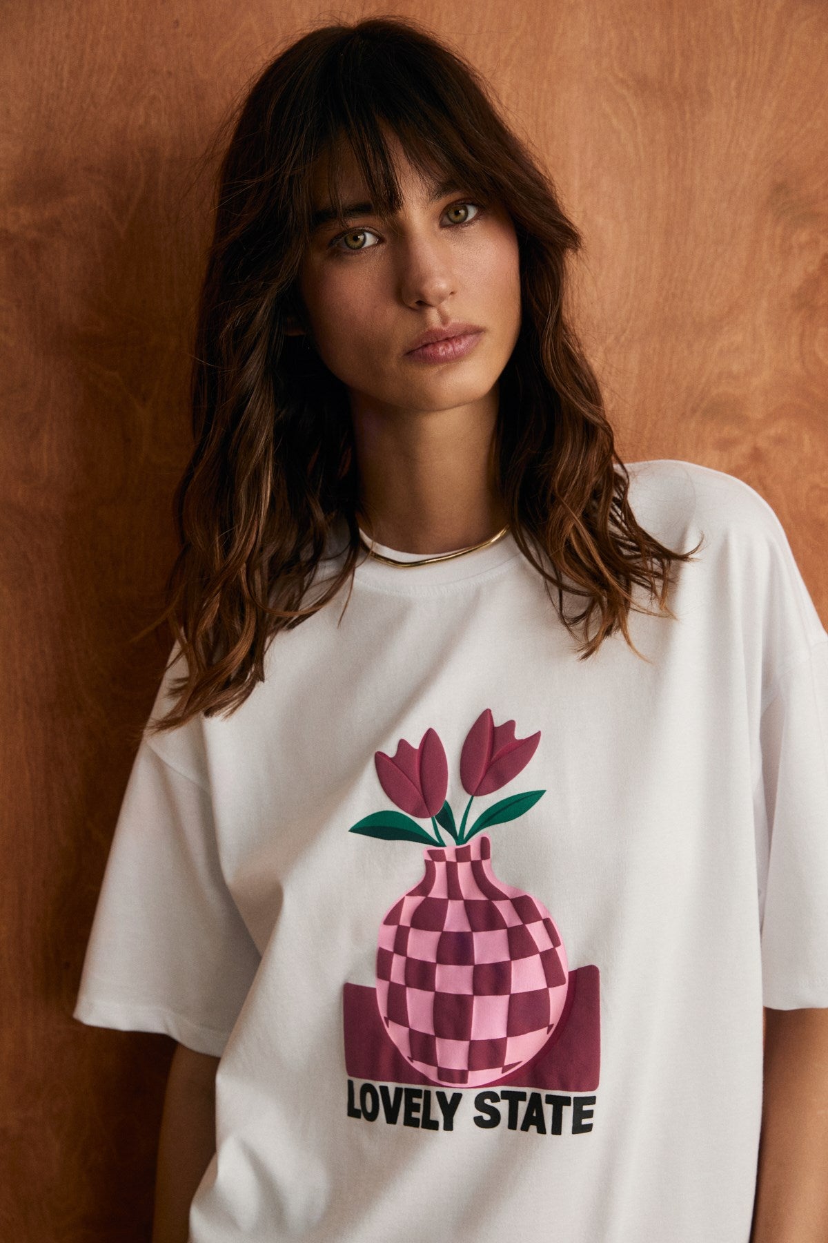 GRIMELANGE SPRINE Damen Baumwoll-T-Shirt Weiß