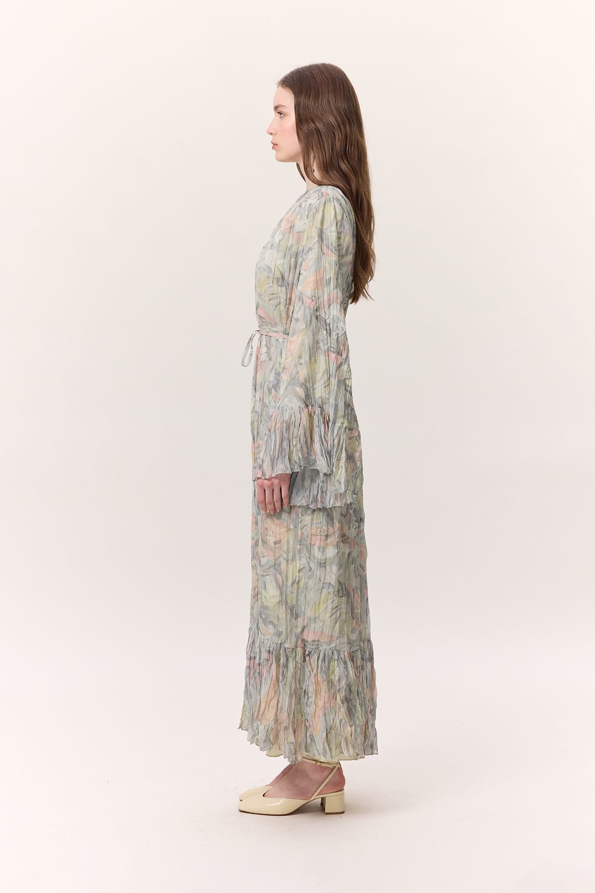 Gemustertes, geknittertes Lagenkleid Sophia Green