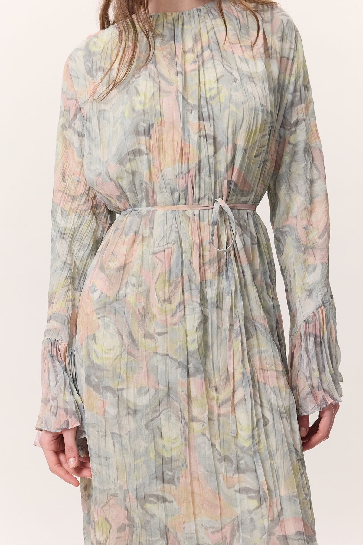 Gemustertes, geknittertes Lagenkleid Sophia Green