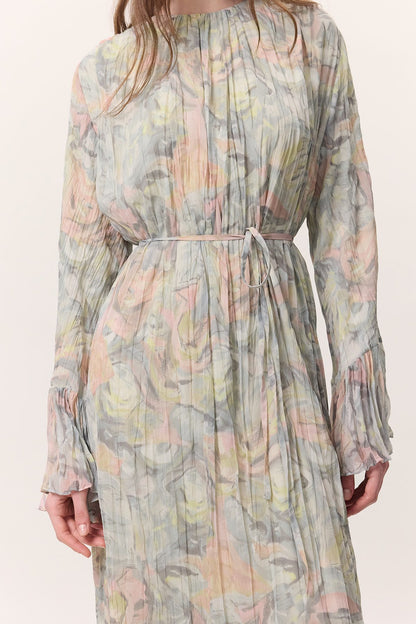 Gemustertes, geknittertes Lagenkleid Sophia Green