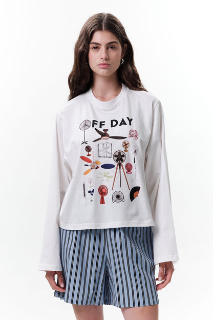 BEDRUCKTES, KURZES LANGARM-T-SHIRT OFFDAY