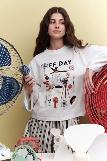 BEDRUCKTES, KURZES LANGARM-T-SHIRT OFFDAY