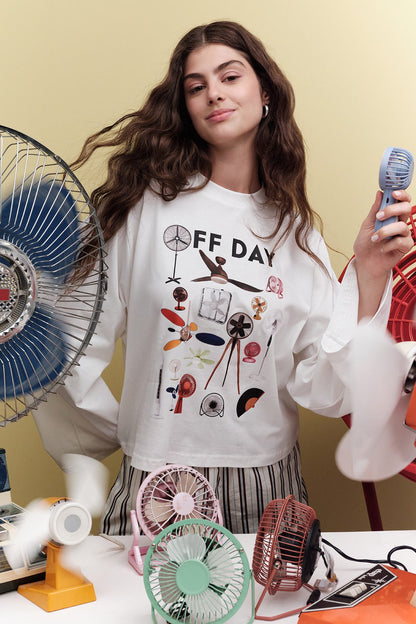BEDRUCKTES, KURZES LANGARM-T-SHIRT OFFDAY