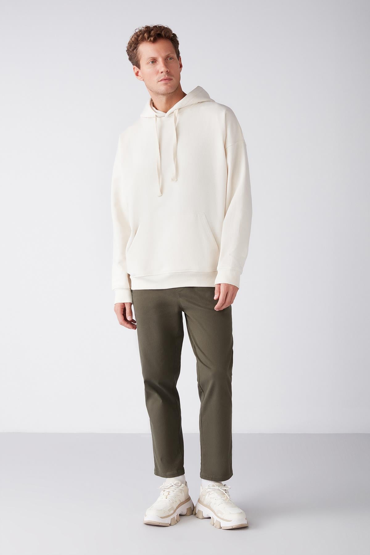 GRIMELANGE STEVE Herren Oversize Kapuzenpulli Ecru