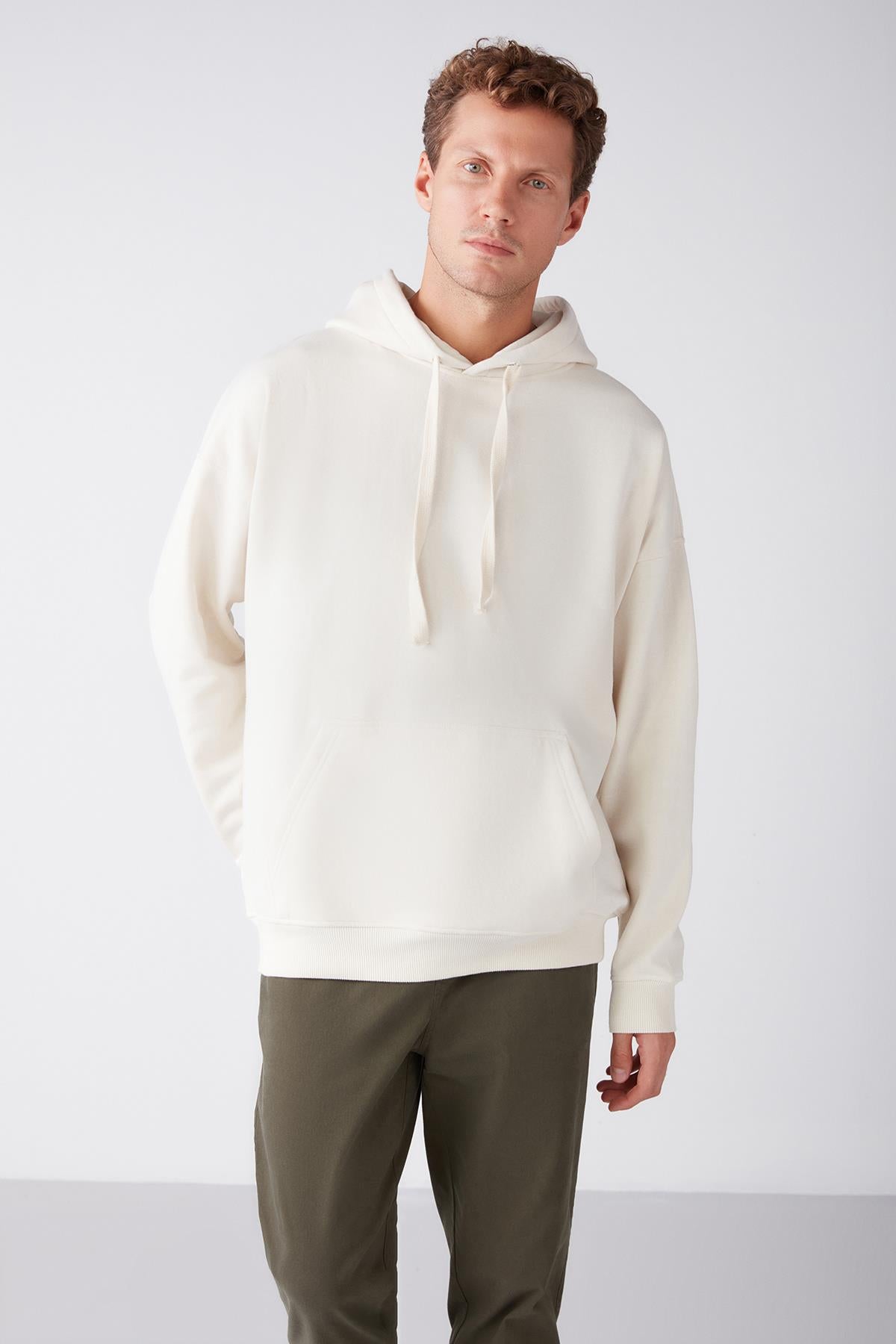 GRIMELANGE STEVE Herren Oversize Kapuzenpulli Ecru