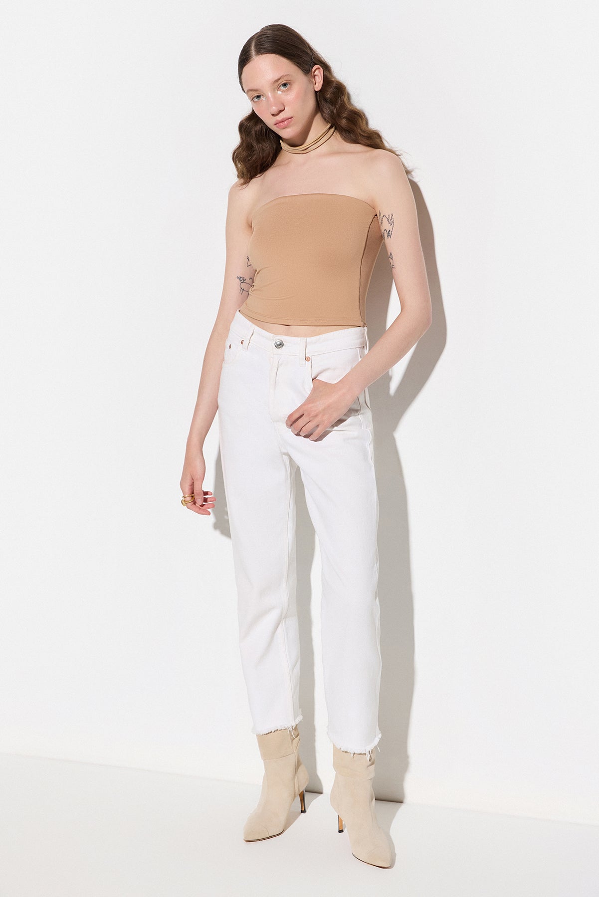 Trägerloses Crop-Top