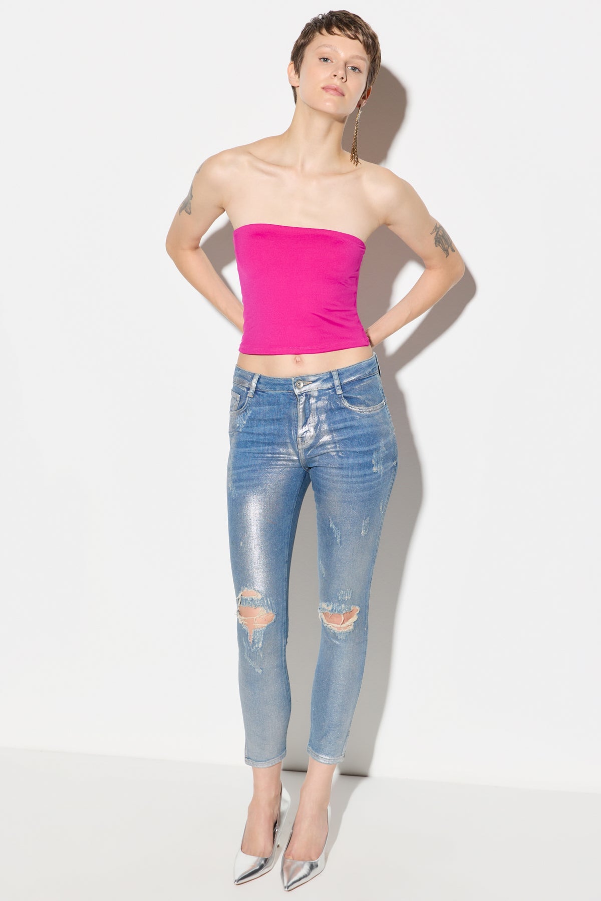 Trägerloses Crop-Top