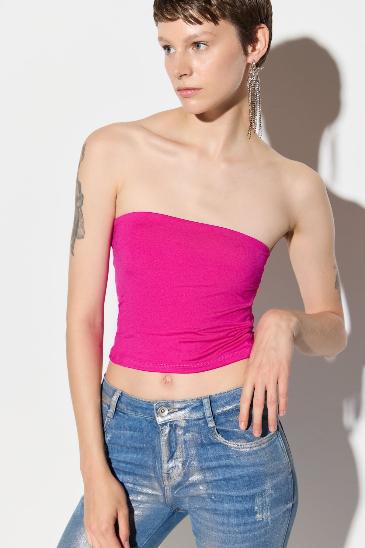 Trägerloses Crop-Top
