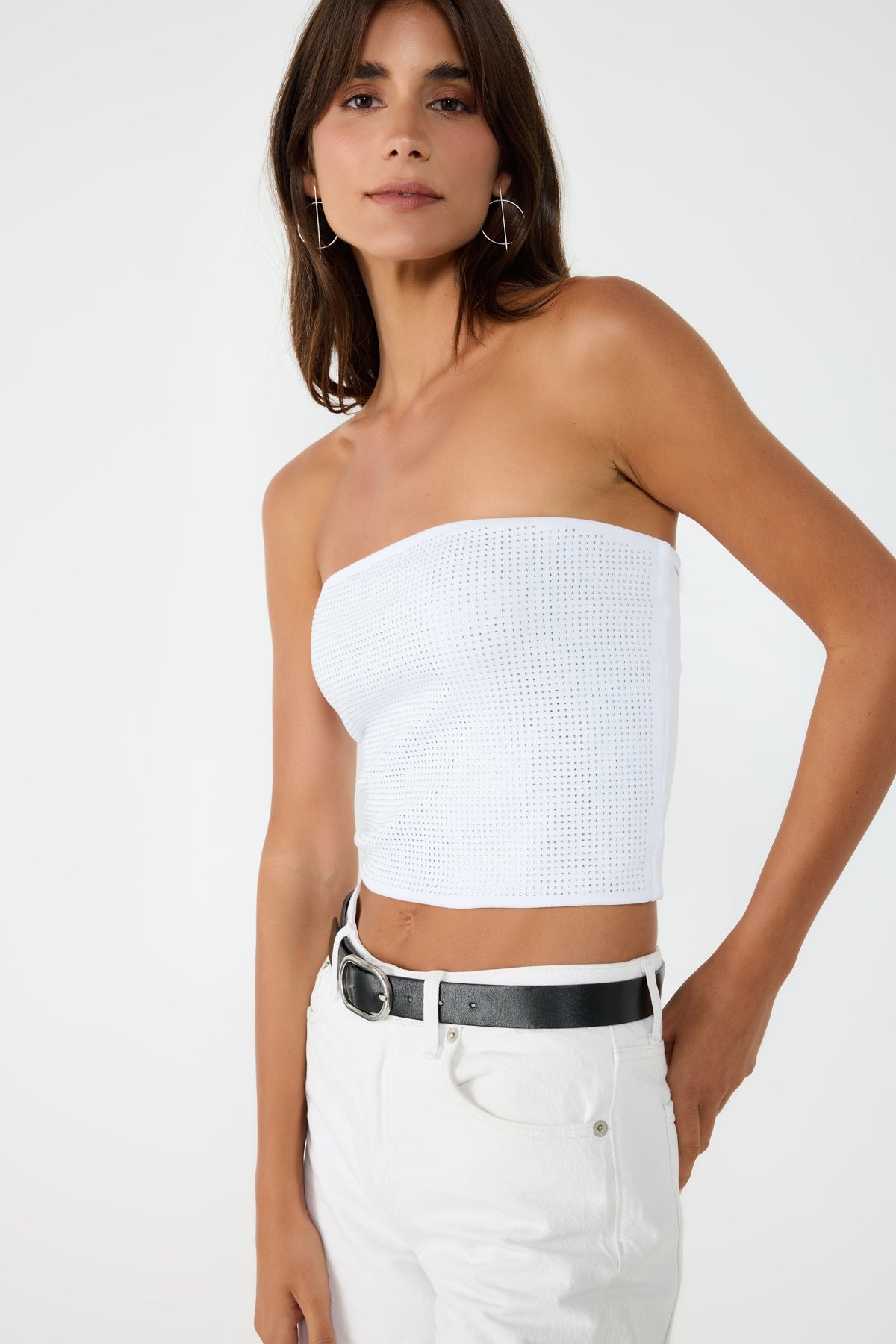 Trägerloses, verziertes Crop-Top