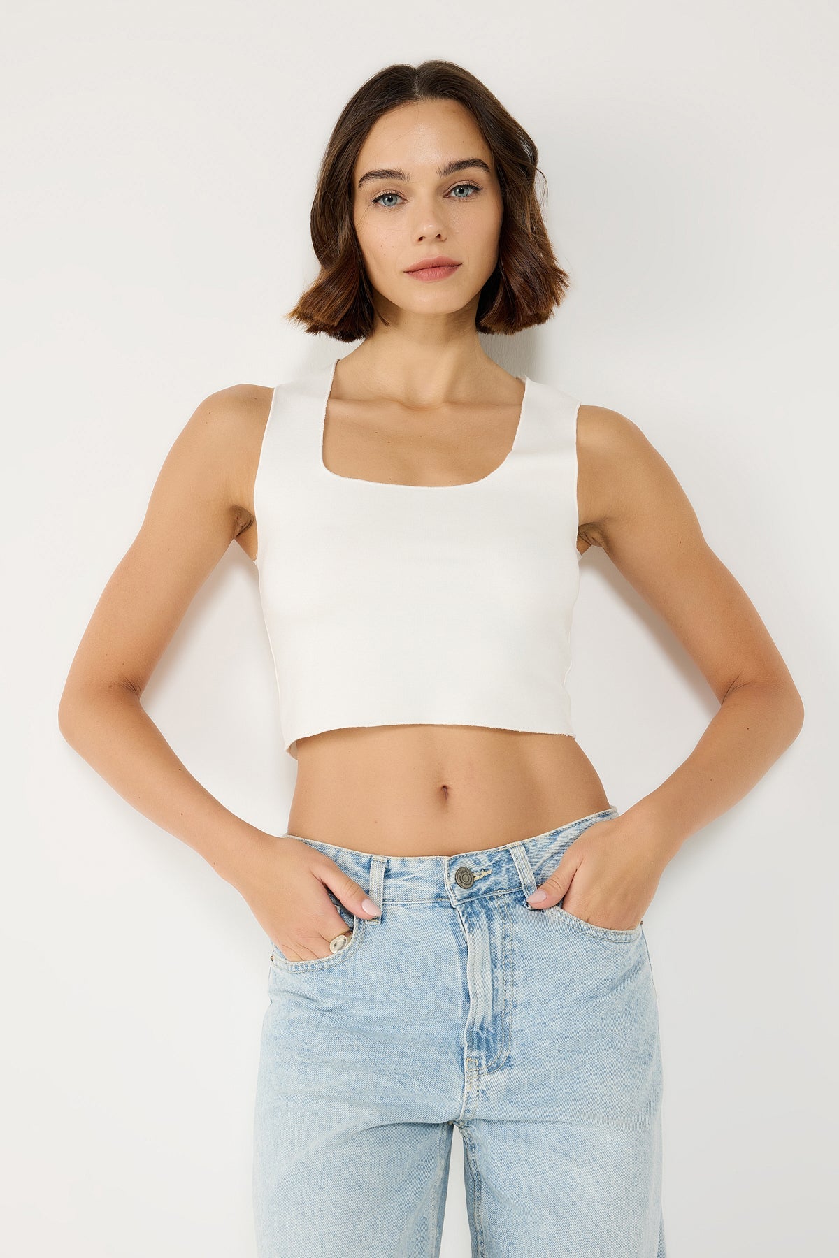 Basic-Top aus Stretch-Strick