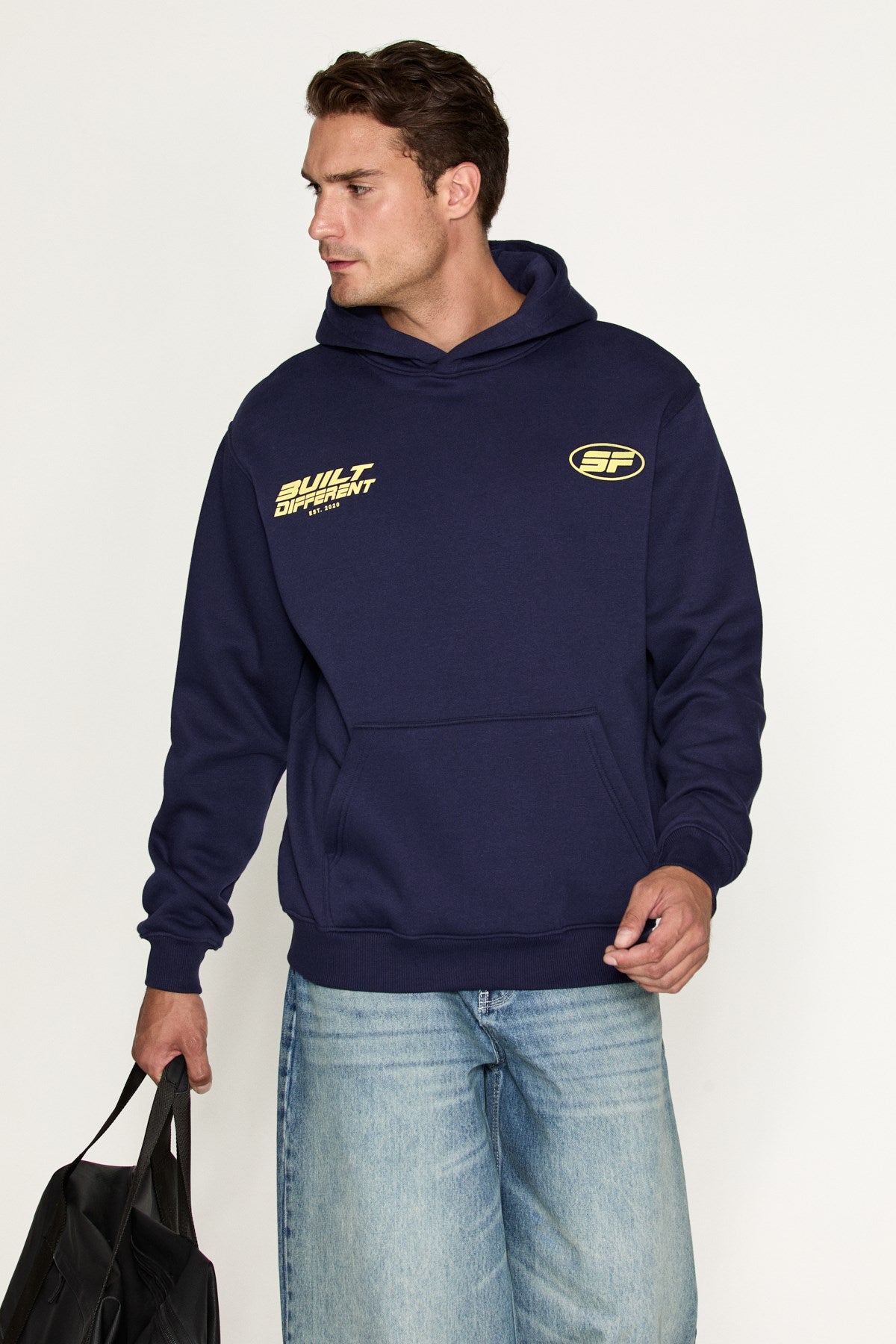 GRIMELANGE SYLAS Herren Hoodie bedruckt Marineblau