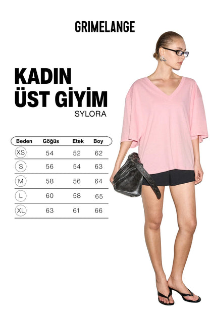 SYLORA Damen Leinen-Shirt V-Ausschnitt