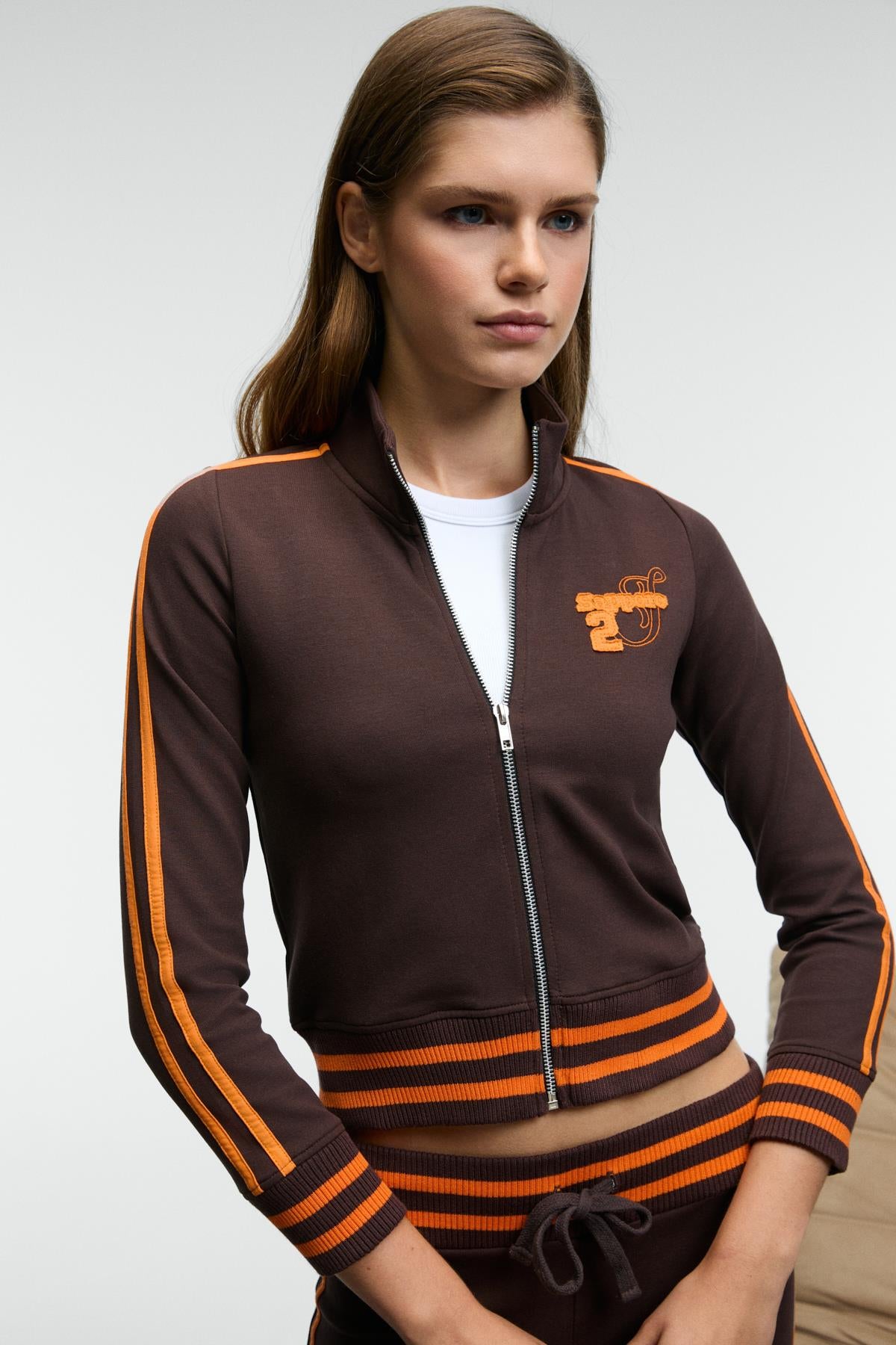 TALYSSE Damen Zip-Sweatshirt Bündchen