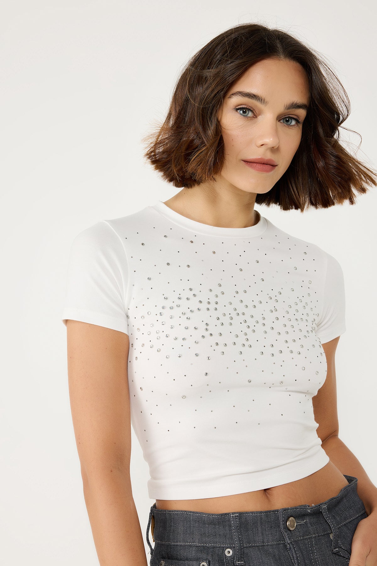 Strass-Crop-T-Shirt