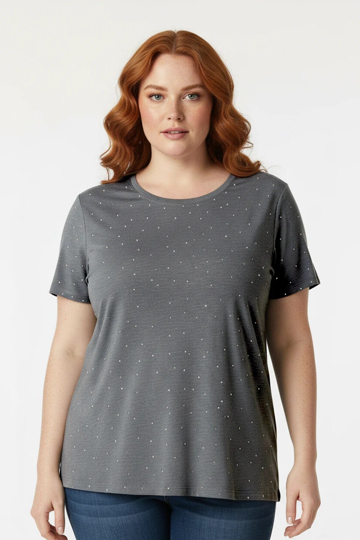 Kurzarm-T-Shirt mit Steindetails