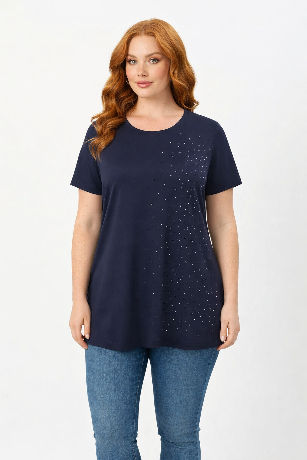 Kurzarm-T-Shirt mit Steindetails