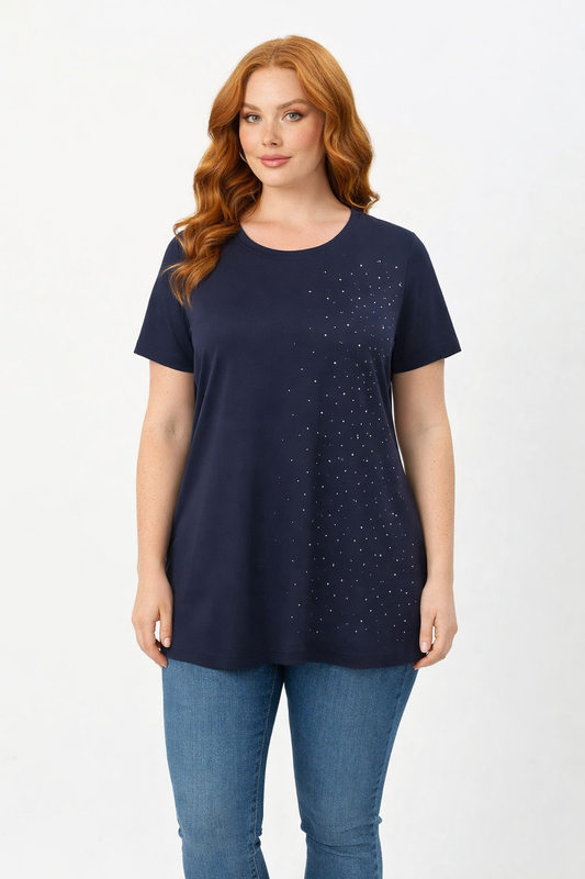 Kurzarm-T-Shirt mit Steindetails